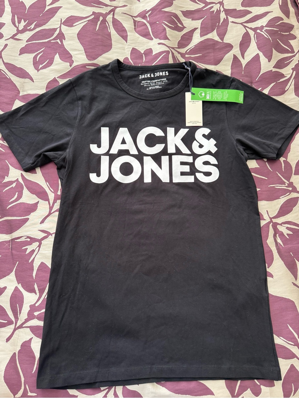 Jack & Jones Men's Black Logo Crew Neck T-Shirt - Medium